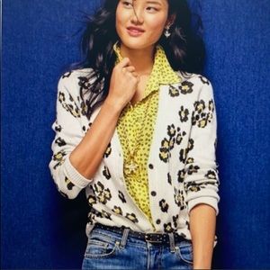 CAbi Kiki Leopard Print Knit Cardigan Sweater